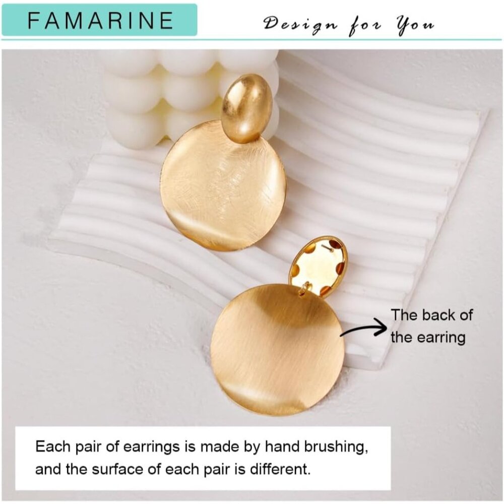 Statement Geometric Gold Dangle Earrings - Large … - image 5